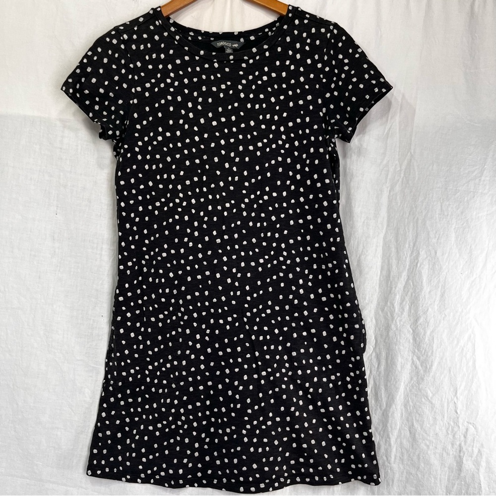 Toad Co T Shirt Dress Windmere ll Black White Dots Size S Tencell Organic Cotton